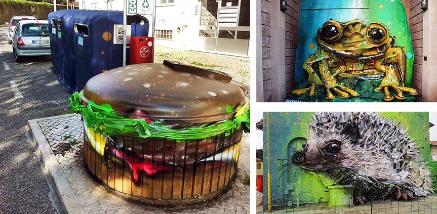 Tôle, PVC et bout de carton : le street art de Bordalo II invite de gigantesques animaux colorés dans nos zones urbaines désaffectées.